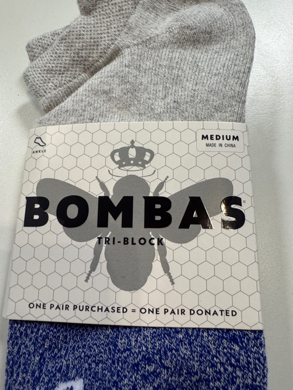 Bombas NWT 4 pair Original Unisex Ankle Socks Color: Black/Grey/Blue SZ: Medium - Picture 4 of 7
